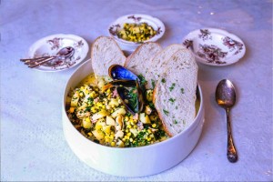 Mussel and Sweet Corn Chowder. Photo: Elizabeth McFarlane.