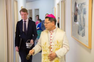 Bishop Vincent Long blesses the Diocesan Ministry Centre. Photos: Adrian Middeldorp.