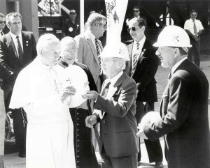 Transfield owner Franco Belgiorno-Nettis was proud of bringing Pope John Paul II to his factory.