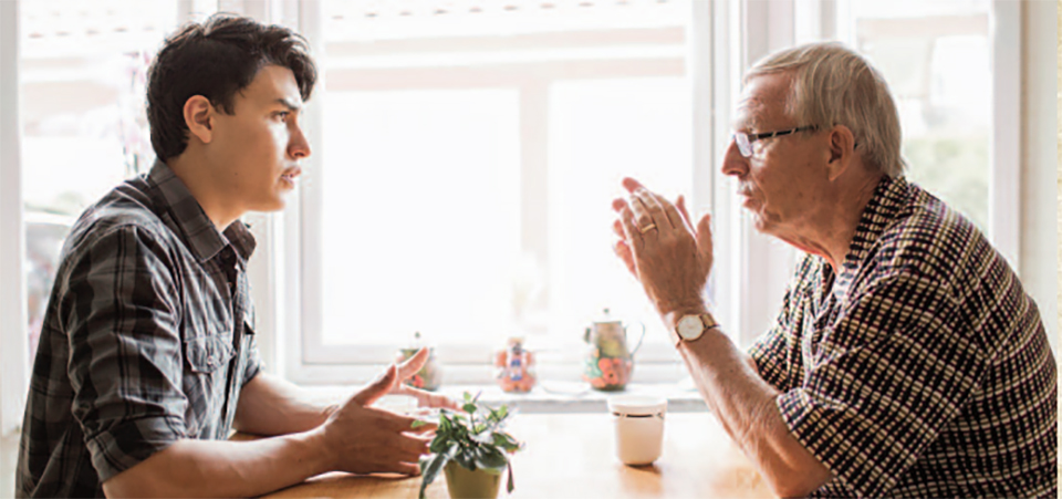 Young Man Old Man Conversation Acbc Catholic Outlook 