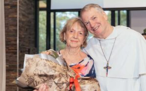 Margaret Wiseman with Archbishop Anthony Fisher OP. GIOVANNI PORTELLI 2024. Source: The Catholic Weekly.