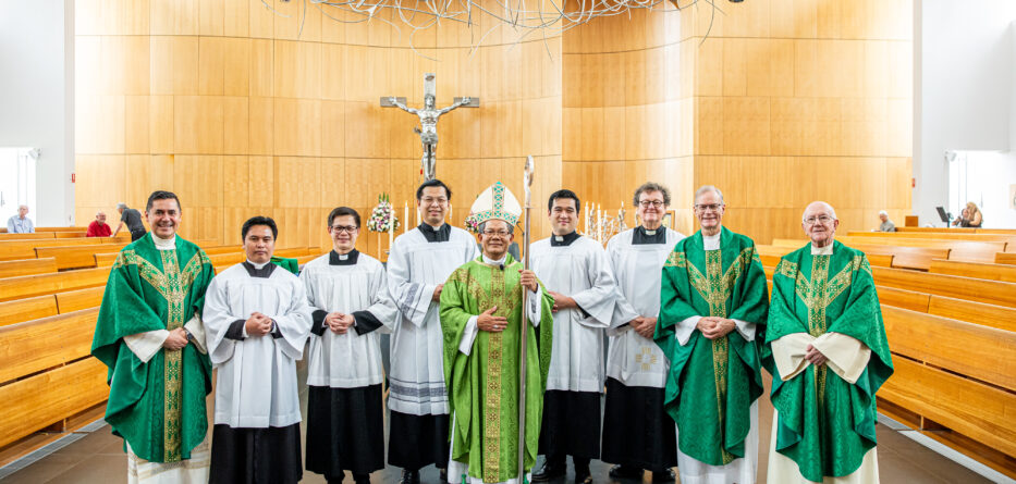 Seminarians with Bishop Vincent Long OFM Conv at St Patrick's Cathedral, Parramatta. Image: Alphonsus Fok/Diocese of Parramatta.