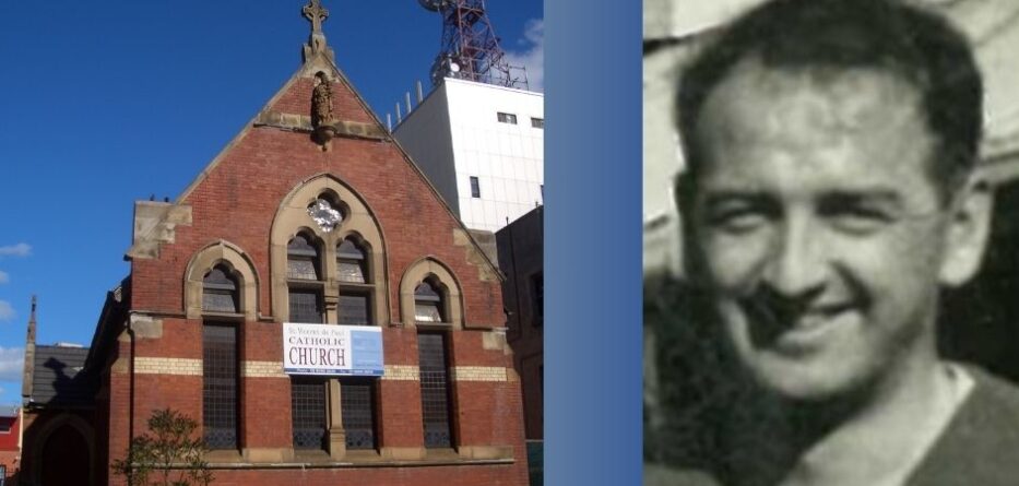 St Vinent's Parish Redfern and Fr Ted Kennedy PP. Images: Wikimedia Commons.