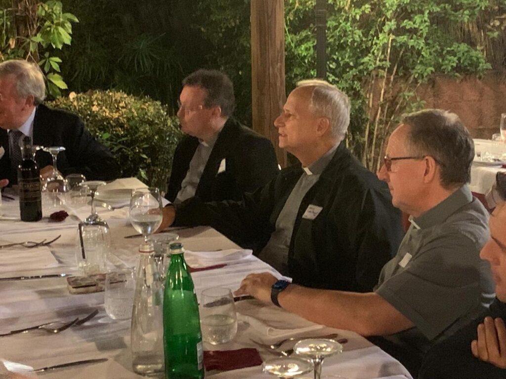 Cardinal Prevost at dinner with Br Mark O'Connor. Pope Leo XIV