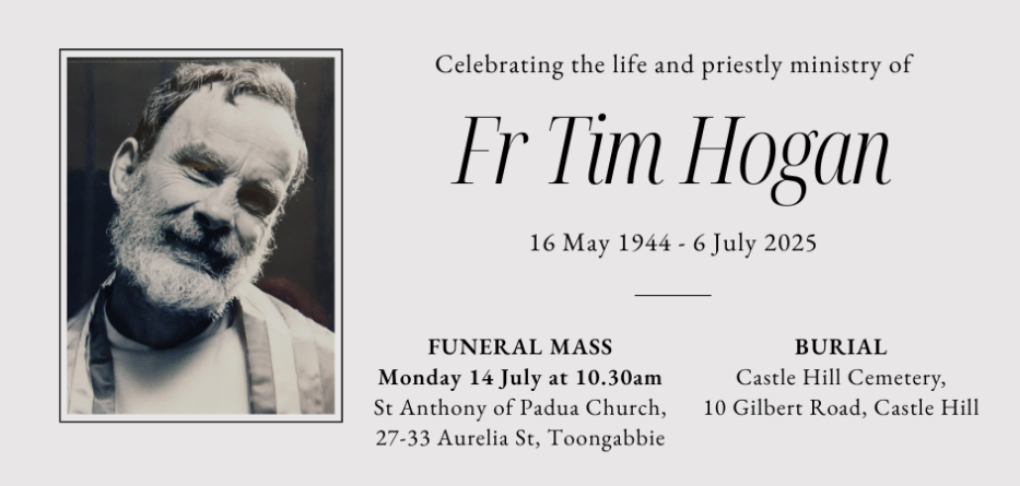 Funeral details of Fr Tim Hogan. Photo: supplied.