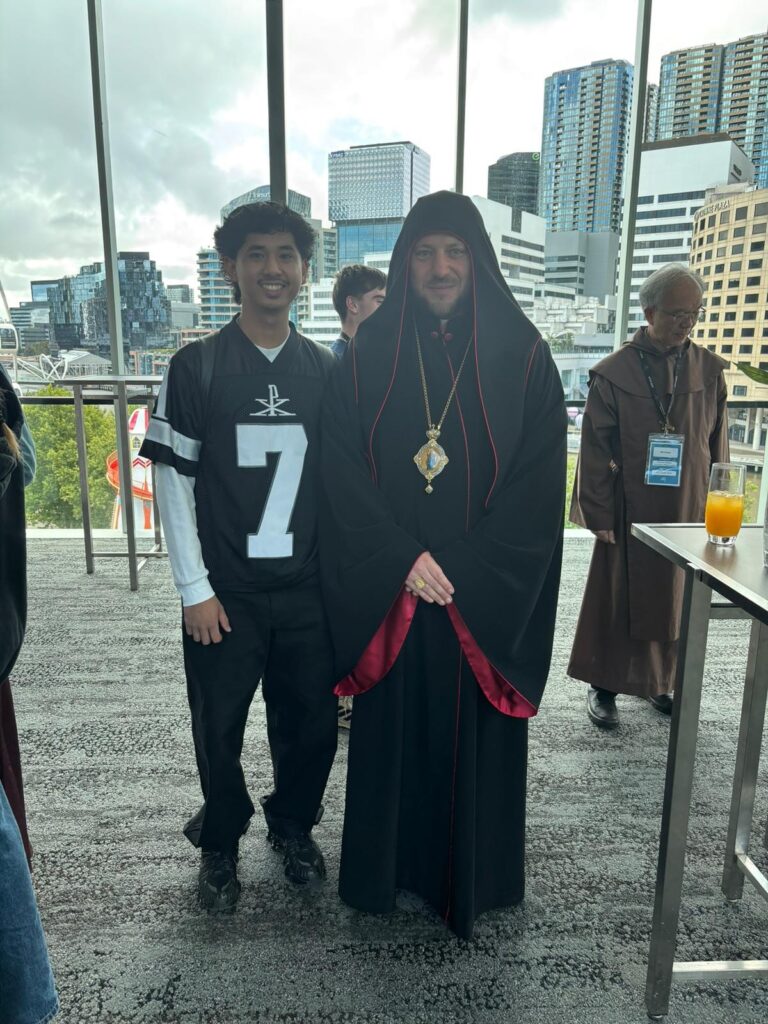 Oscar, a youth pilgrim, with Cardinal Bychok. Image: supplied/CYP.