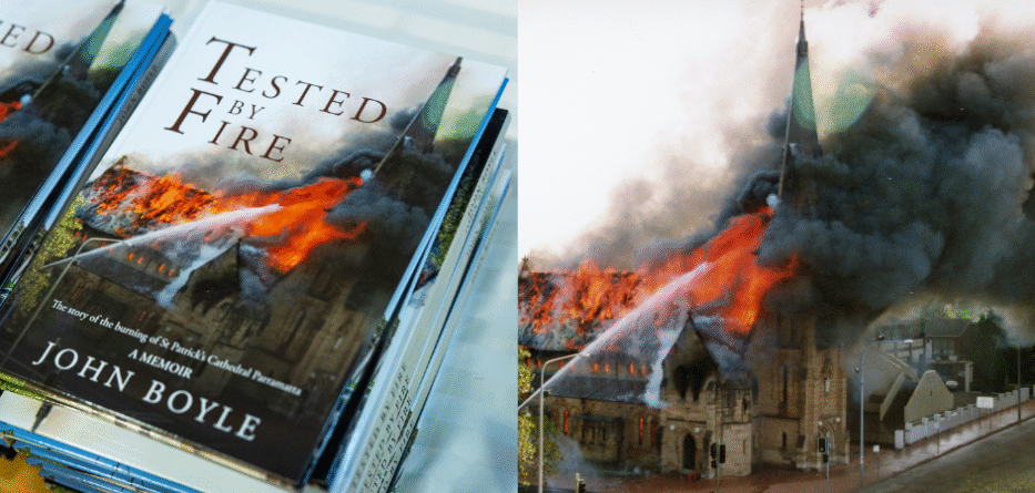 Today marks 30 years since the devastating fire at St Patrick's Cathedral Parramatta on 19 February 1996. Image: supplied/Diocese of Parramatta.