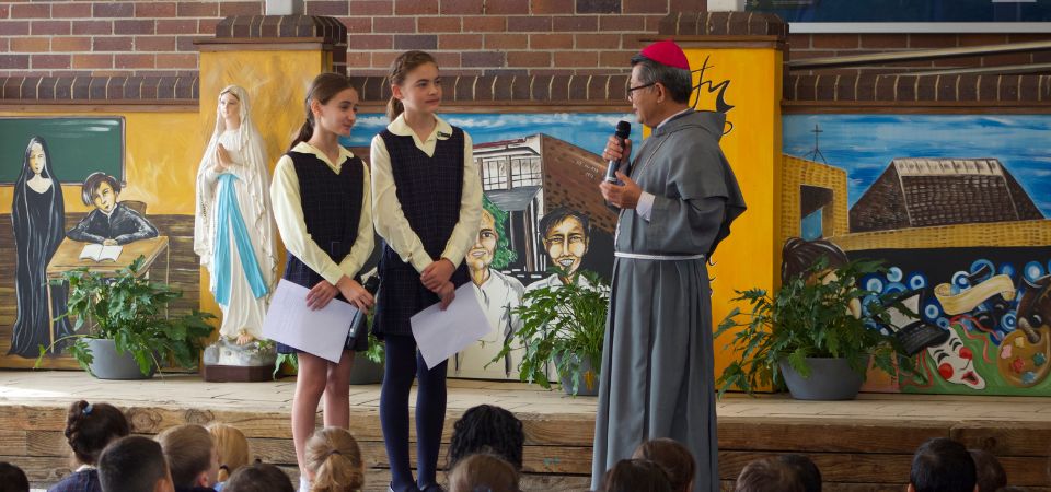 Students learn more about their faith (and Bishop Vincent) during school visit